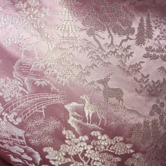 Vintage Joli Pink Kimono Japan Deer Cherry Blossom without belt - Picture 5 of 7
